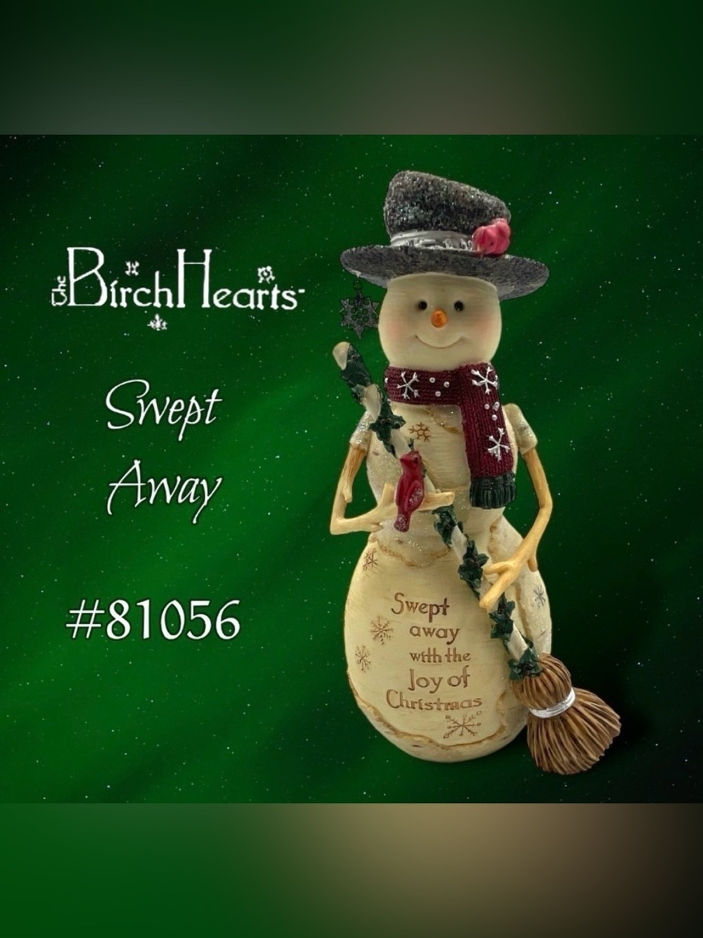 Birch Hearts Swept Away Snowman Figurine Collectible 81056